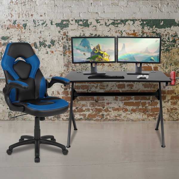Flash Furniture Black Gaming Desk and Chair Set with Cup Holder BLN-X10D1904-BL-GG